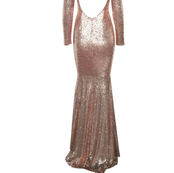 Backless Sequin Gold Gown - Picture 5 of 6